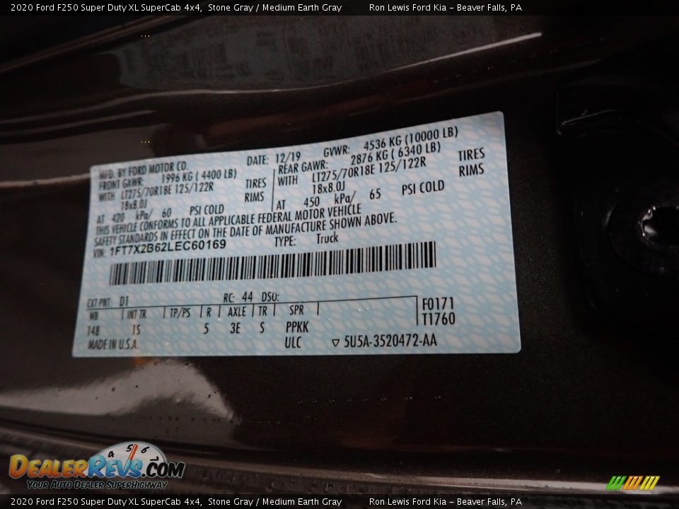 2020 Ford F250 Super Duty XL SuperCab 4x4 Stone Gray / Medium Earth Gray Photo #10