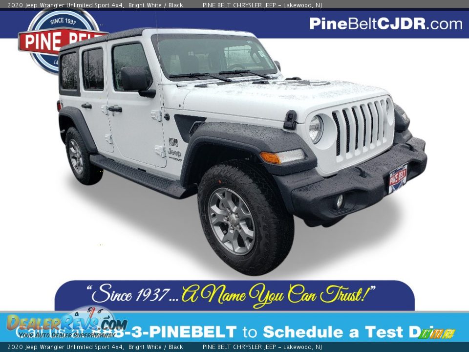 2020 Jeep Wrangler Unlimited Sport 4x4 Bright White / Black Photo #1