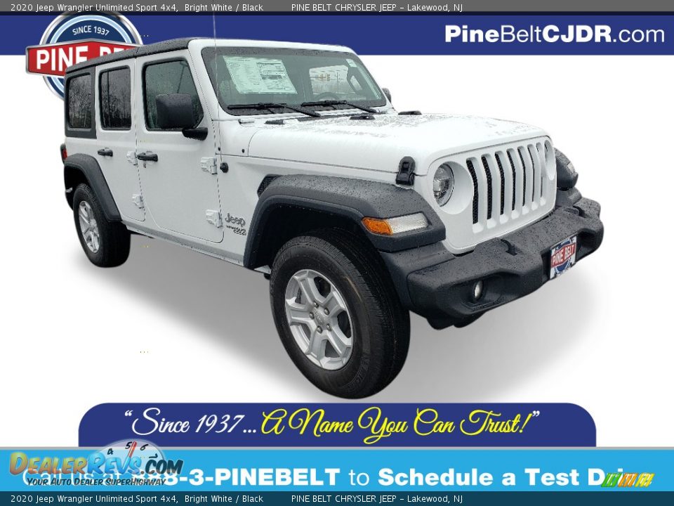 2020 Jeep Wrangler Unlimited Sport 4x4 Bright White / Black Photo #1