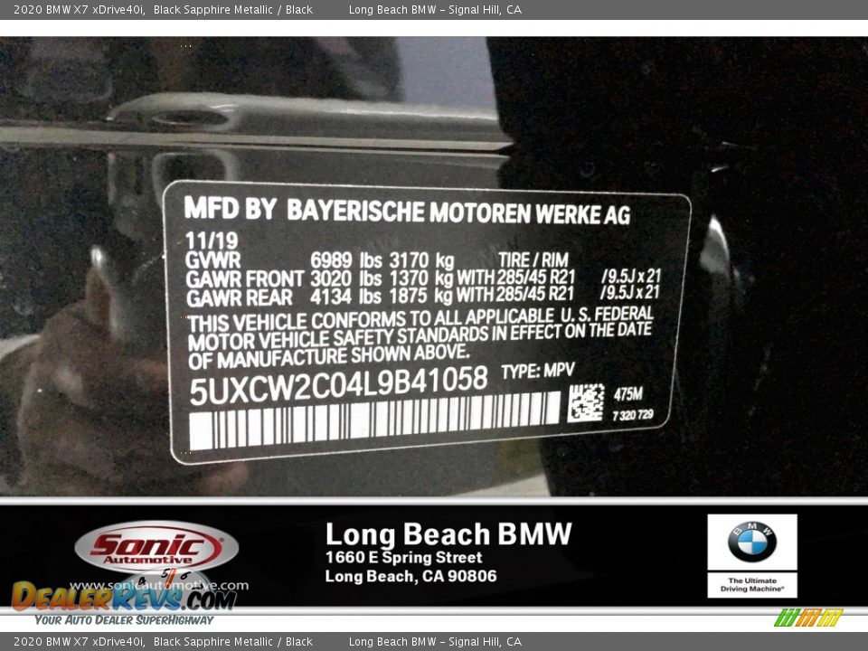 2020 BMW X7 xDrive40i Black Sapphire Metallic / Black Photo #11