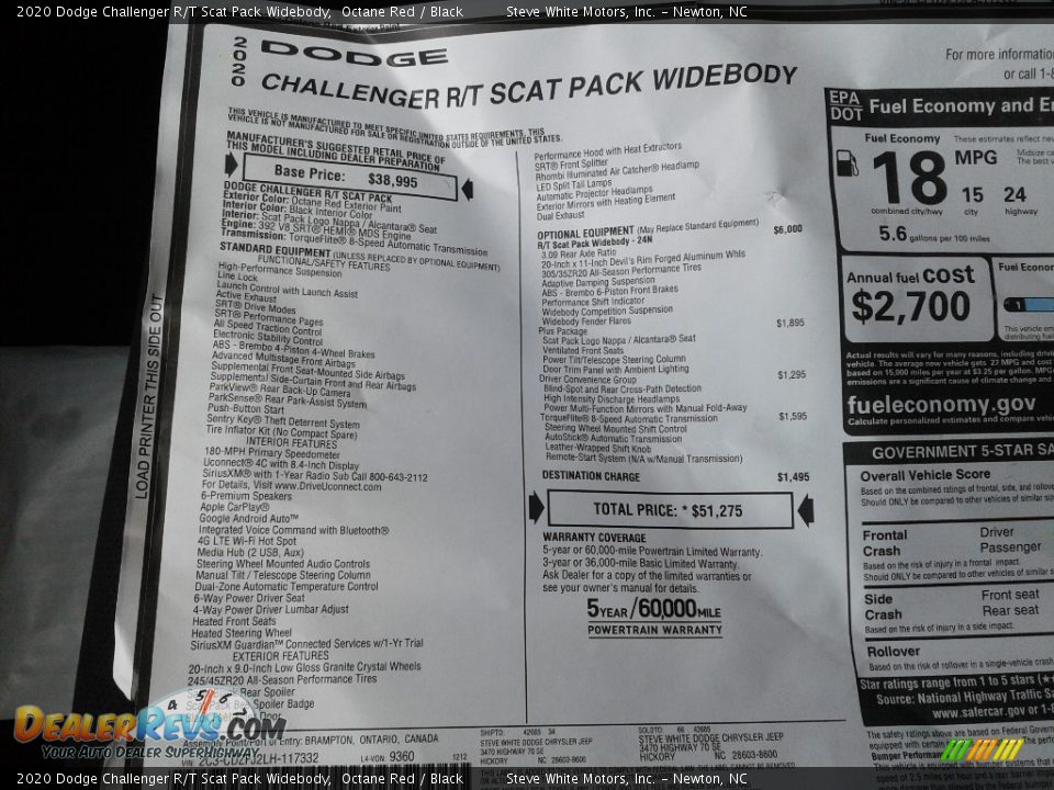2020 Dodge Challenger R/T Scat Pack Widebody Octane Red / Black Photo #24