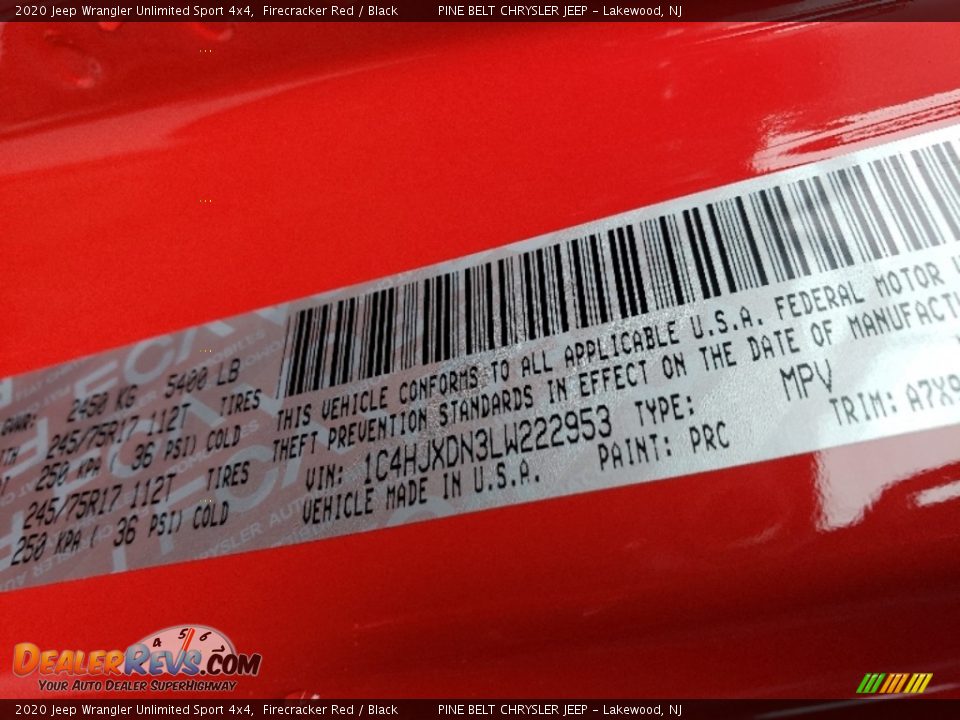 2020 Jeep Wrangler Unlimited Sport 4x4 Firecracker Red / Black Photo #9