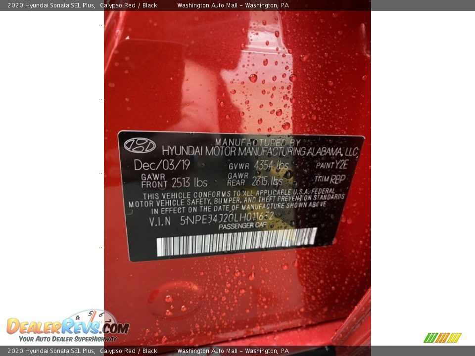 2020 Hyundai Sonata SEL Plus Calypso Red / Black Photo #10