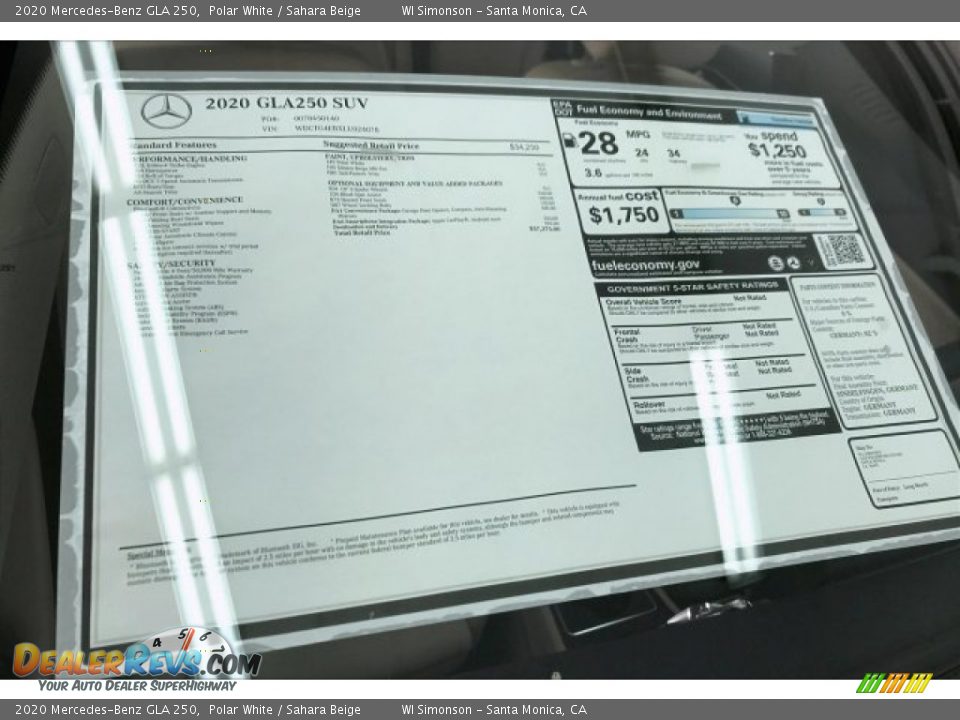 2020 Mercedes-Benz GLA 250 Polar White / Sahara Beige Photo #10