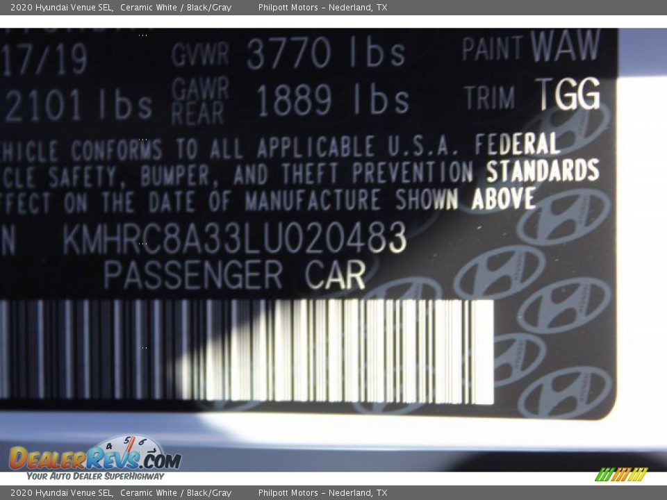 2020 Hyundai Venue SEL Ceramic White / Black/Gray Photo #22