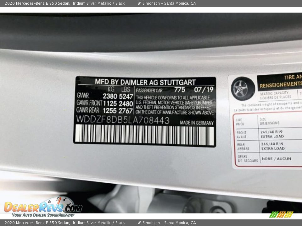 2020 Mercedes-Benz E 350 Sedan Iridium Silver Metallic / Black Photo #11