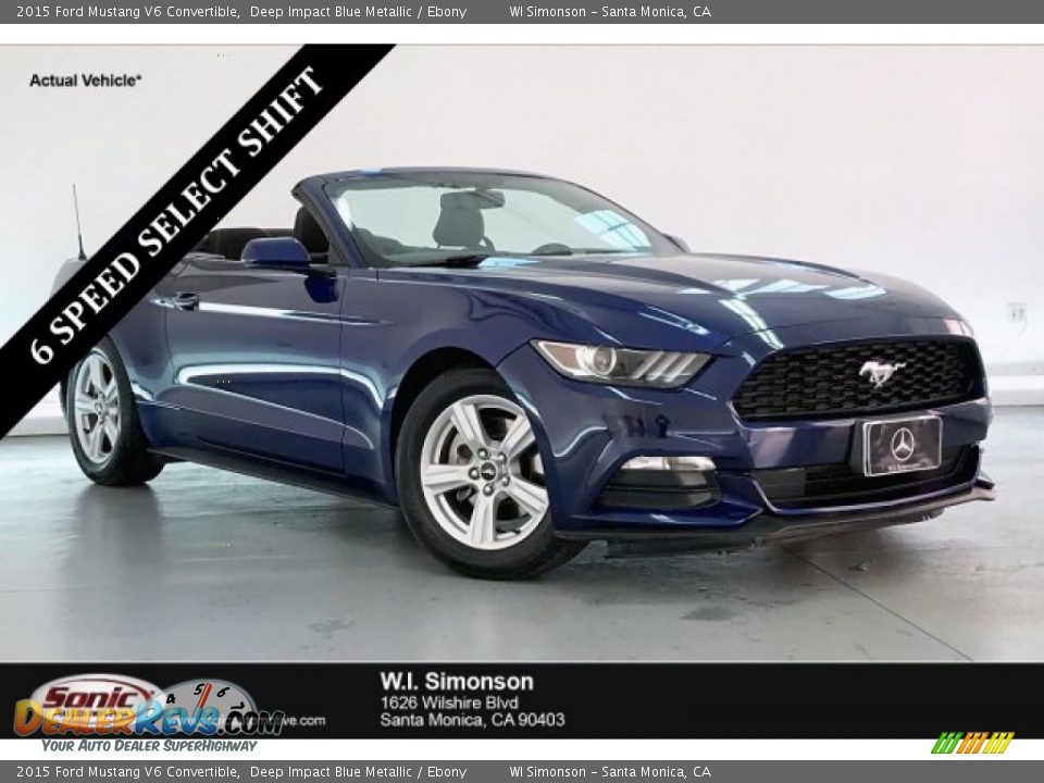 2015 Ford Mustang V6 Convertible Deep Impact Blue Metallic / Ebony Photo #1
