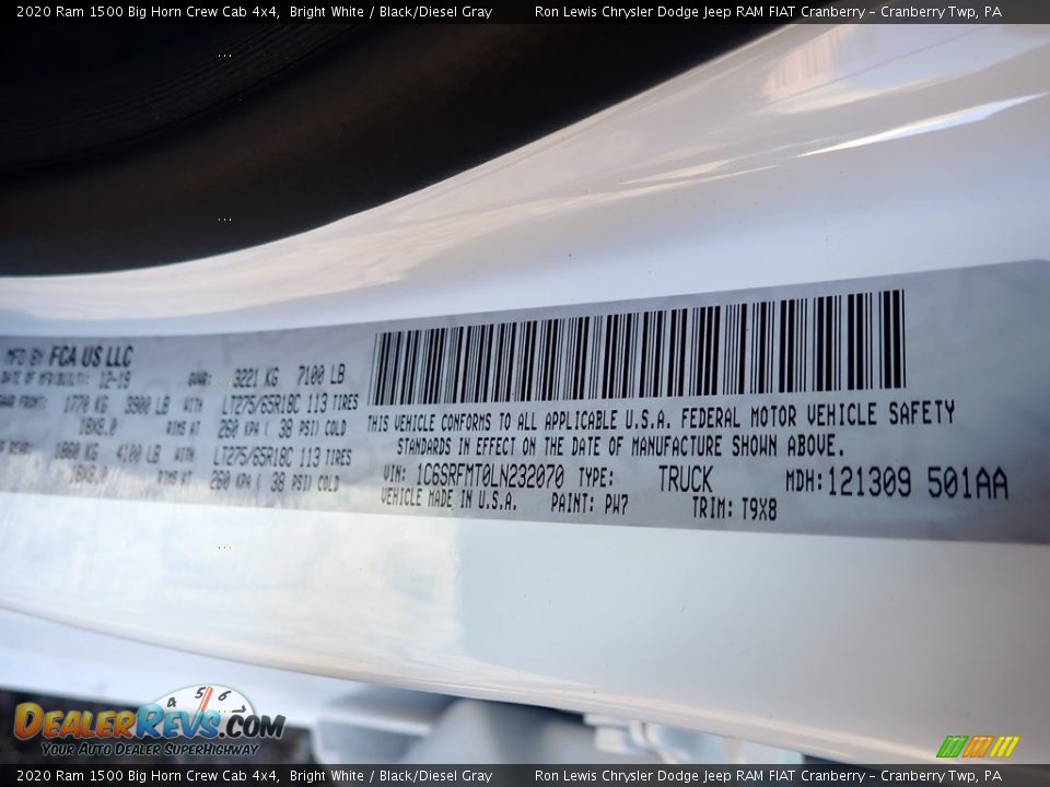 2020 Ram 1500 Big Horn Crew Cab 4x4 Bright White / Black/Diesel Gray Photo #14