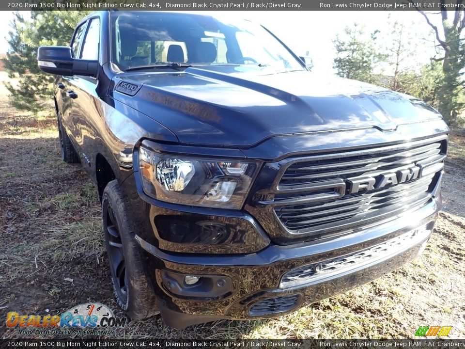 2020 Ram 1500 Big Horn Night Edition Crew Cab 4x4 Diamond Black Crystal Pearl / Black/Diesel Gray Photo #5