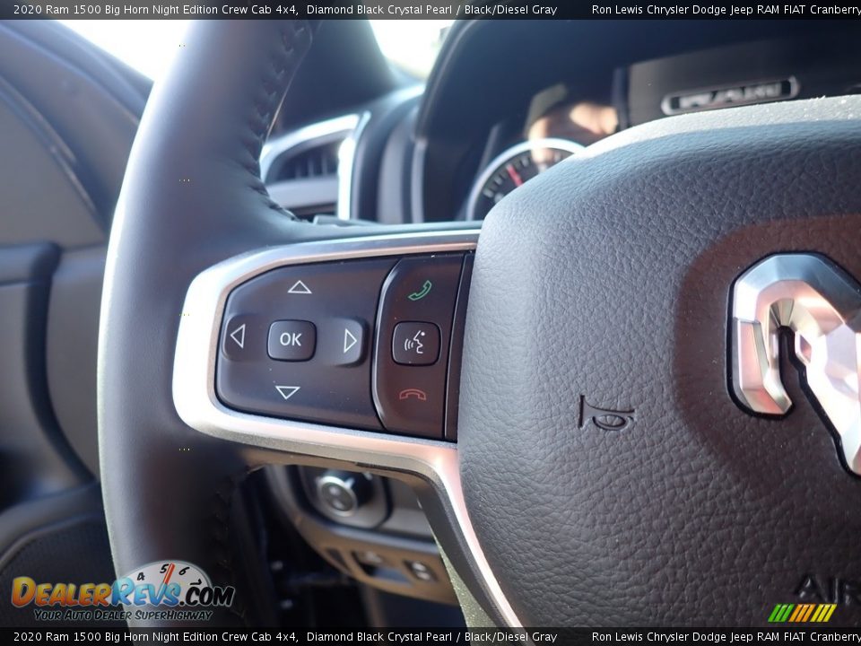 2020 Ram 1500 Big Horn Night Edition Crew Cab 4x4 Diamond Black Crystal Pearl / Black/Diesel Gray Photo #18