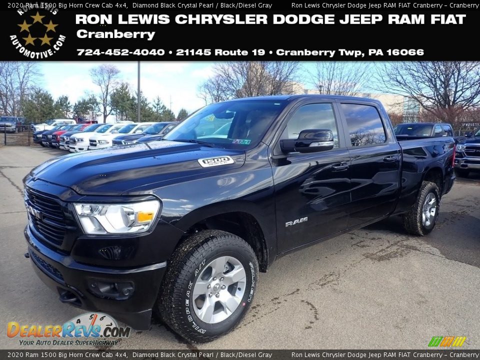 2020 Ram 1500 Big Horn Crew Cab 4x4 Diamond Black Crystal Pearl / Black/Diesel Gray Photo #1