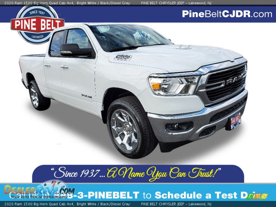 2020 Ram 1500 Big Horn Quad Cab 4x4 Bright White / Black/Diesel Gray Photo #1