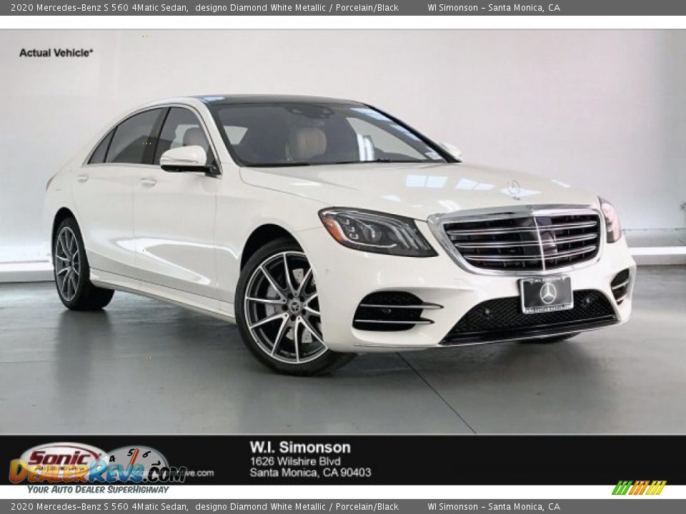 2020 Mercedes-Benz S 560 4Matic Sedan designo Diamond White Metallic / Porcelain/Black Photo #1