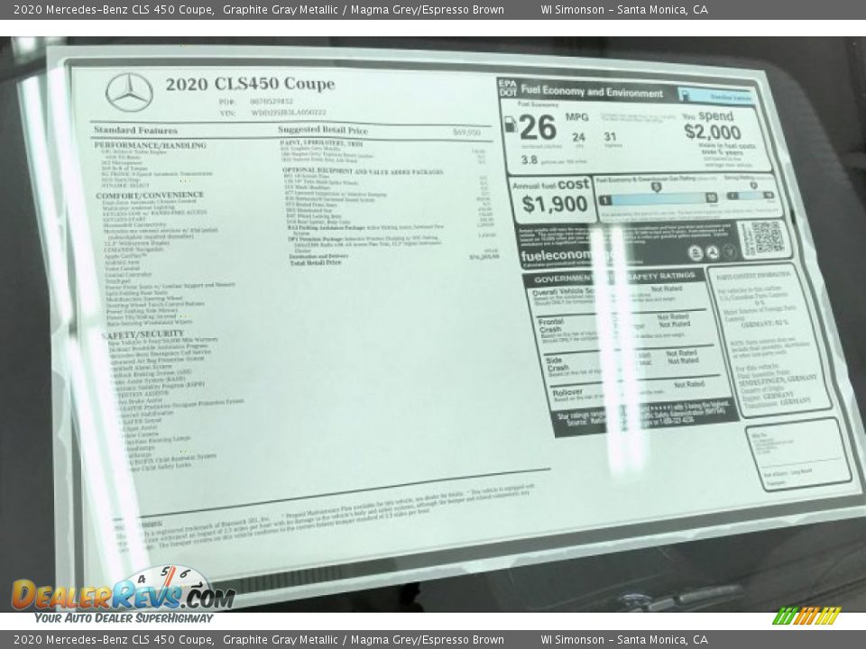 2020 Mercedes-Benz CLS 450 Coupe Window Sticker Photo #10