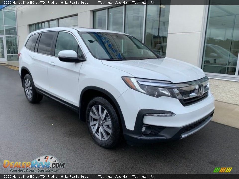 2020 Honda Pilot EX-L AWD Platinum White Pearl / Beige Photo #2