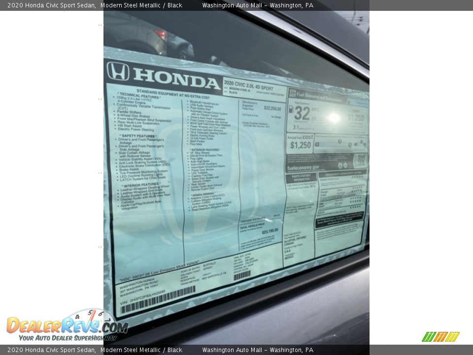 2020 Honda Civic Sport Sedan Modern Steel Metallic / Black Photo #15