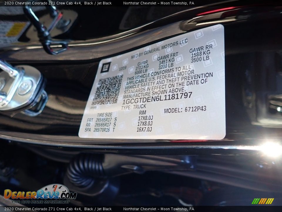 2020 Chevrolet Colorado Z71 Crew Cab 4x4 Black / Jet Black Photo #16