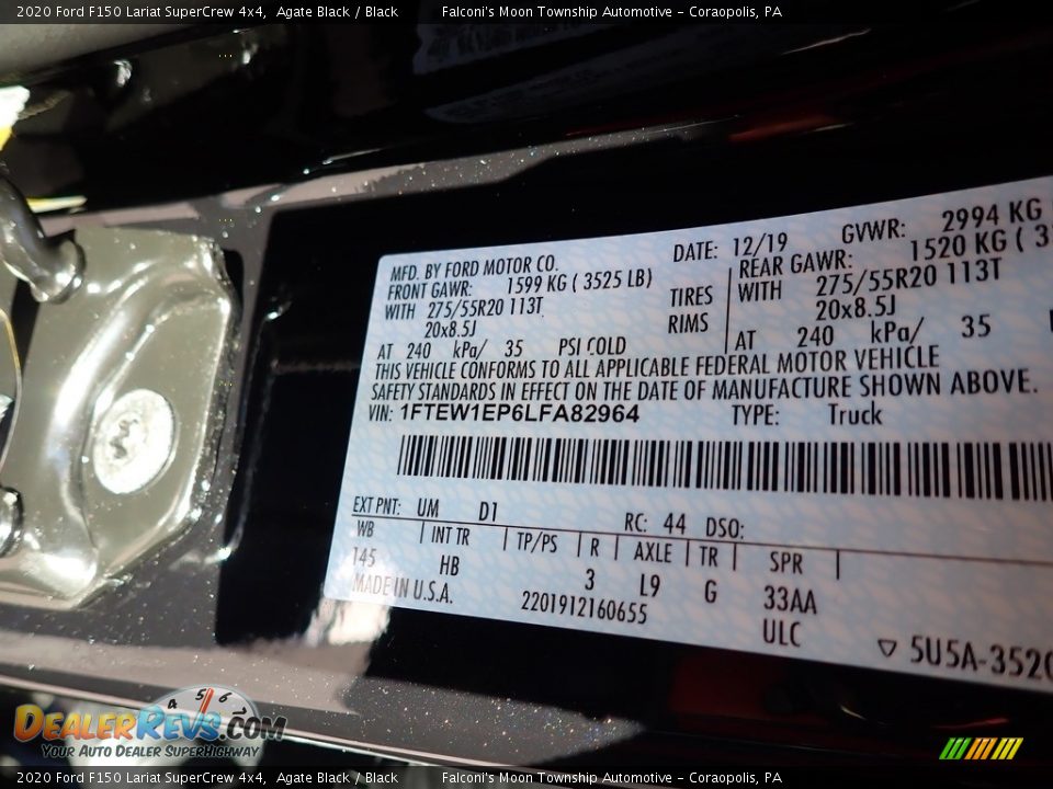 2020 Ford F150 Lariat SuperCrew 4x4 Agate Black / Black Photo #11