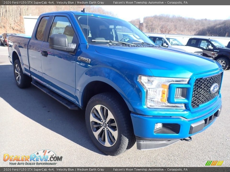 2020 Ford F150 STX SuperCab 4x4 Velocity Blue / Medium Earth Gray Photo #3