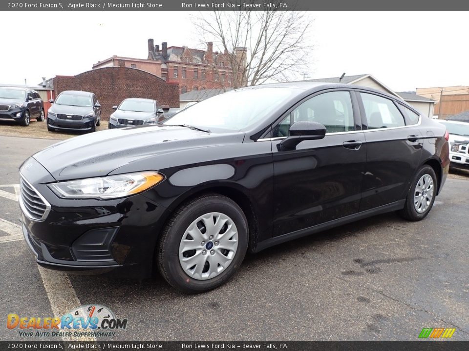 2020 Ford Fusion S Agate Black / Medium Light Stone Photo #7