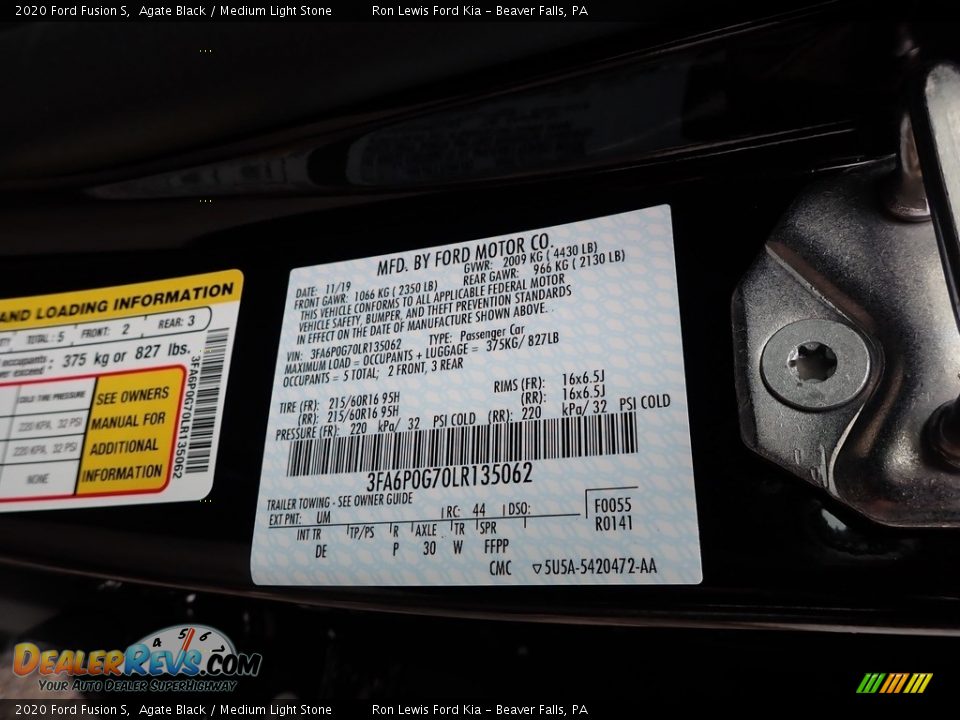 2020 Ford Fusion S Agate Black / Medium Light Stone Photo #11