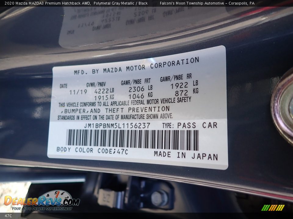 Mazda Color Code 47C Polymetal Gray Metallic