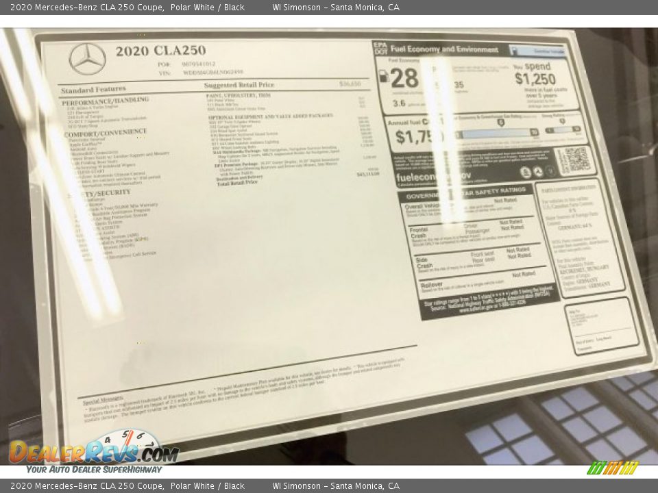 2020 Mercedes-Benz CLA 250 Coupe Polar White / Black Photo #10