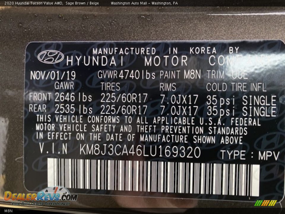 Hyundai Color Code M8N Sage Brown