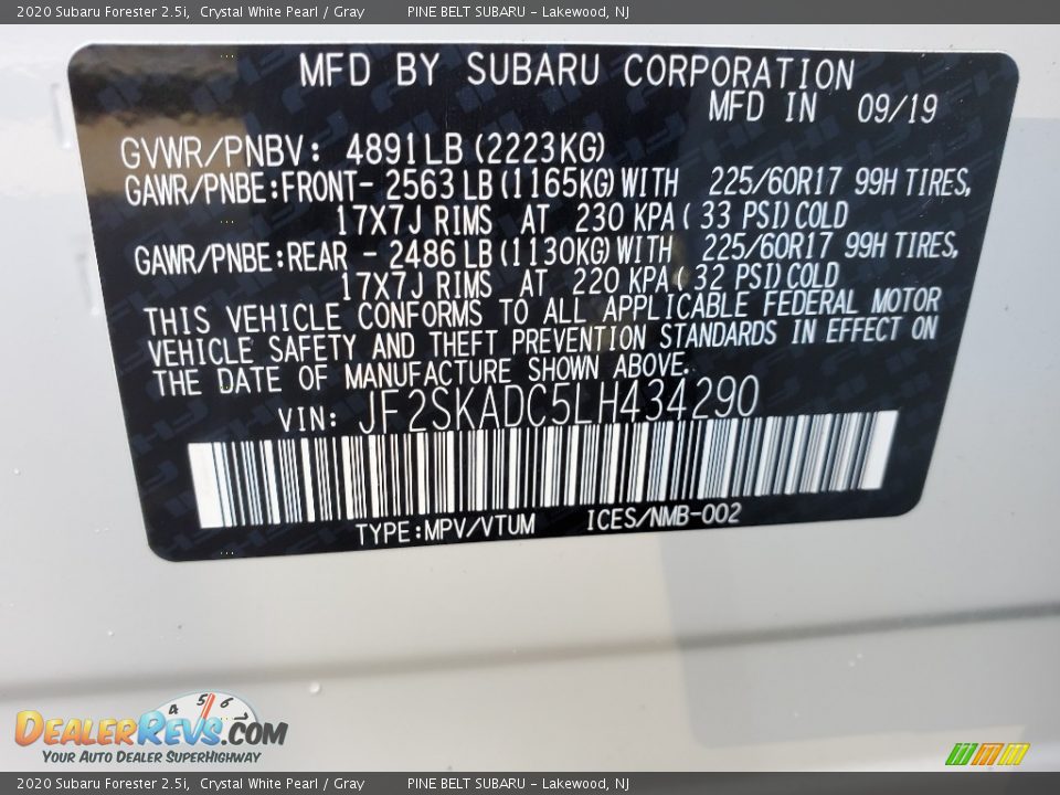 2020 Subaru Forester 2.5i Crystal White Pearl / Gray Photo #9