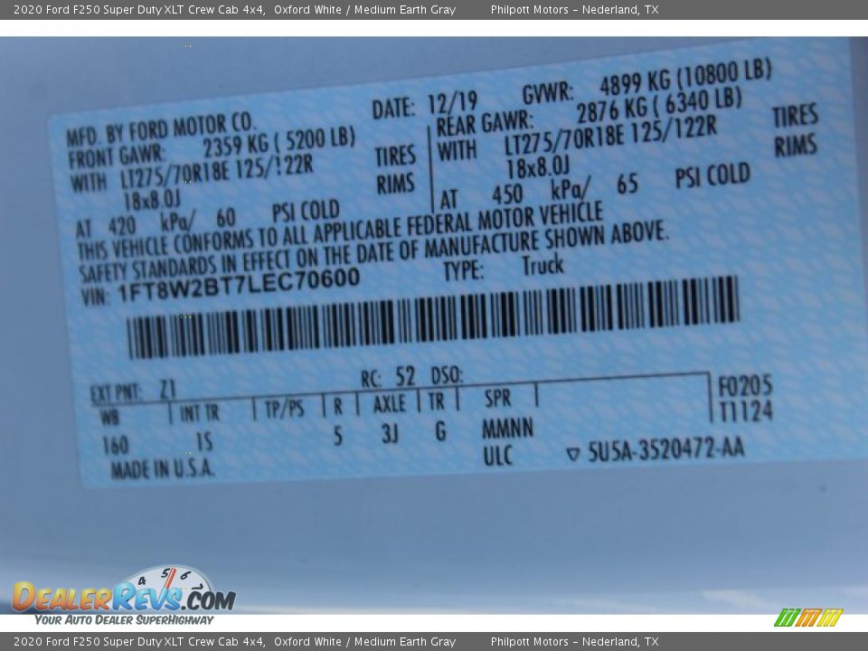 2020 Ford F250 Super Duty XLT Crew Cab 4x4 Oxford White / Medium Earth Gray Photo #24