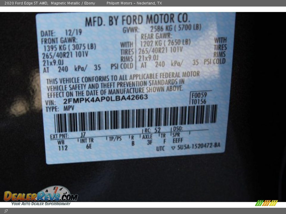 Ford Color Code J7 Magnetic Metallic