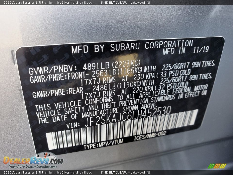 2020 Subaru Forester 2.5i Premium Ice Silver Metallic / Black Photo #9