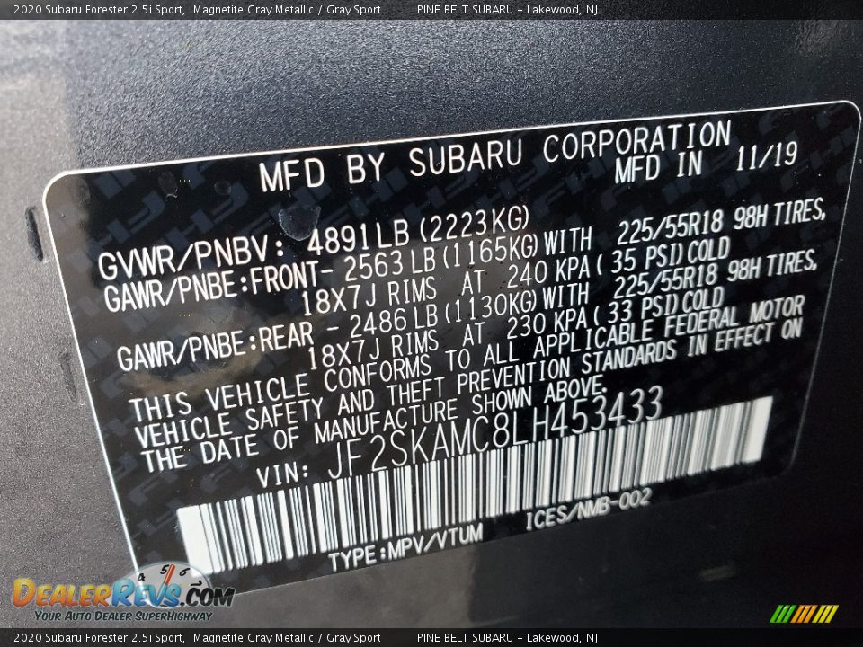 2020 Subaru Forester 2.5i Sport Magnetite Gray Metallic / Gray Sport Photo #9