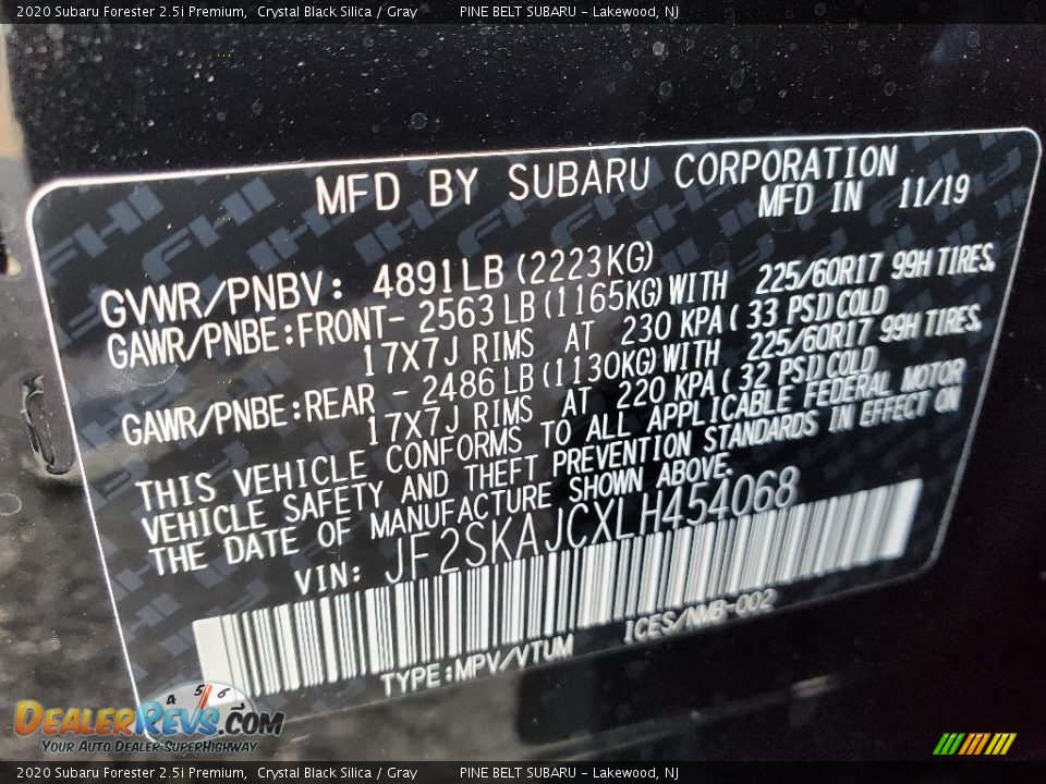 2020 Subaru Forester 2.5i Premium Crystal Black Silica / Gray Photo #8