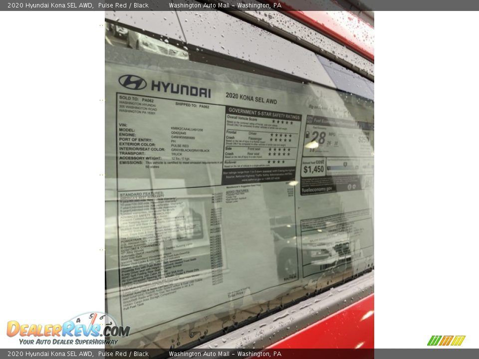 2020 Hyundai Kona SEL AWD Pulse Red / Black Photo #16
