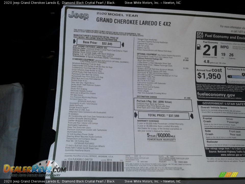 2020 Jeep Grand Cherokee Laredo E Window Sticker Photo #30