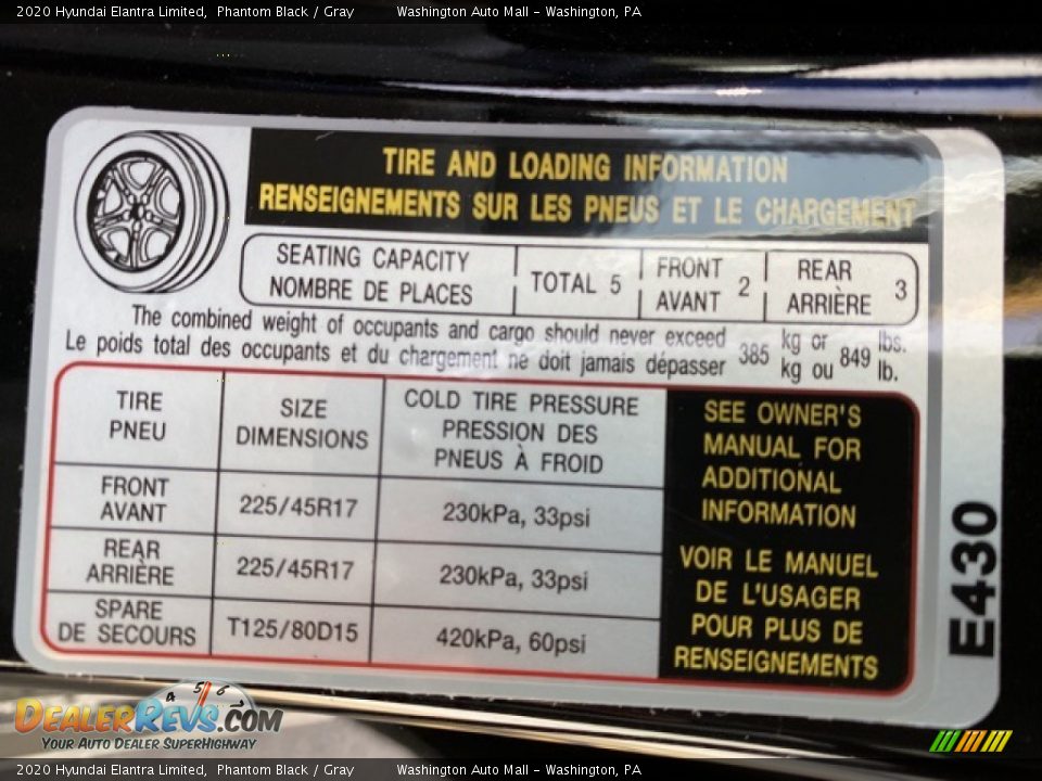 2020 Hyundai Elantra Limited Phantom Black / Gray Photo #9