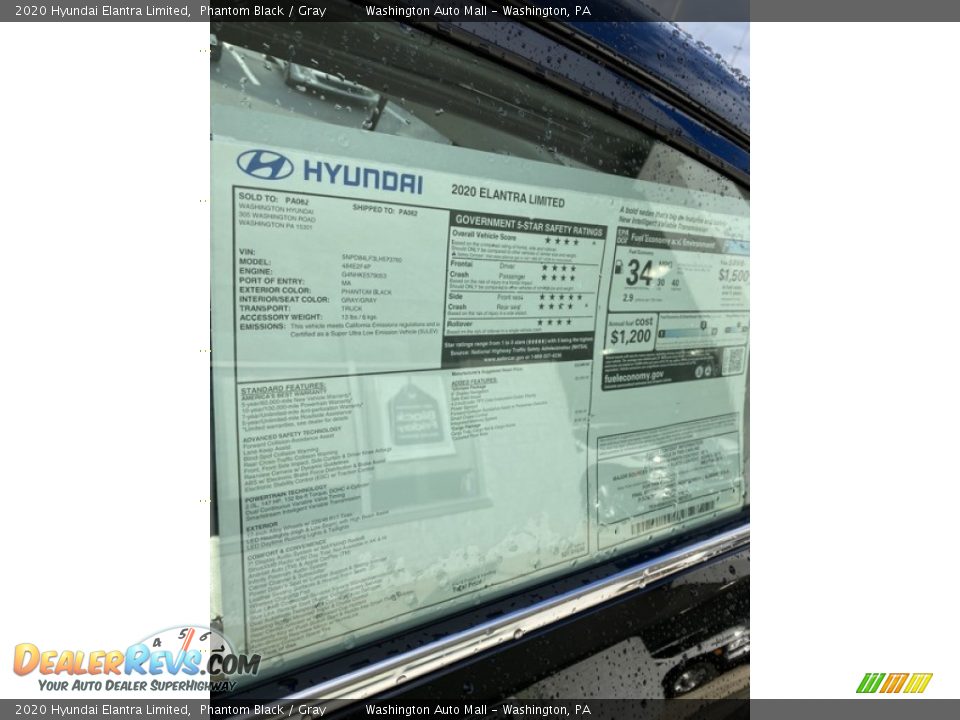 2020 Hyundai Elantra Limited Phantom Black / Gray Photo #16