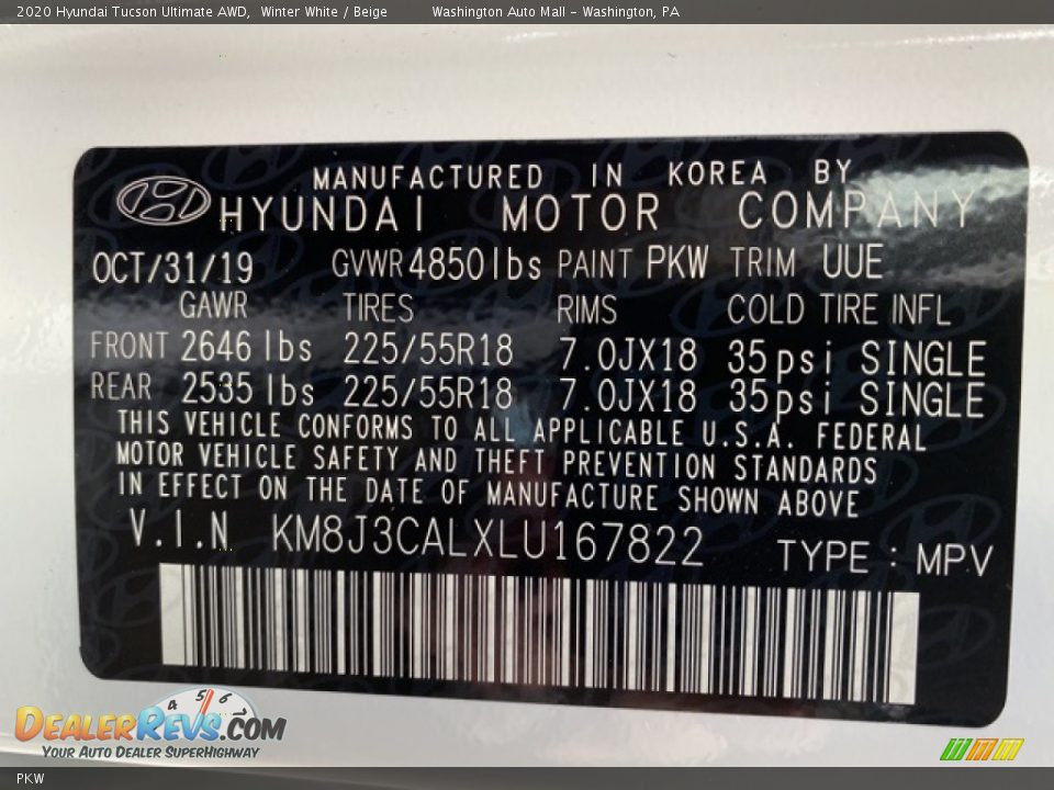 Hyundai Color Code PKW Winter White