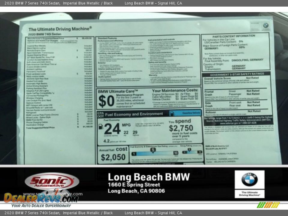 2020 BMW 7 Series 740i Sedan Imperial Blue Metallic / Black Photo #10