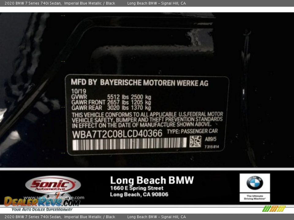 2020 BMW 7 Series 740i Sedan Imperial Blue Metallic / Black Photo #11