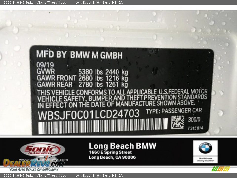 2020 BMW M5 Sedan Alpine White / Black Photo #11