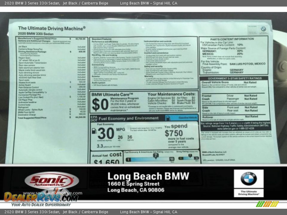 2020 BMW 3 Series 330i Sedan Jet Black / Canberra Beige Photo #10