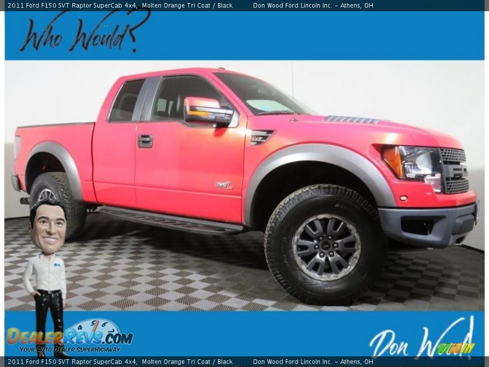 2011 Ford F150 SVT Raptor SuperCab 4x4 Molten Orange Tri Coat / Black Photo #1