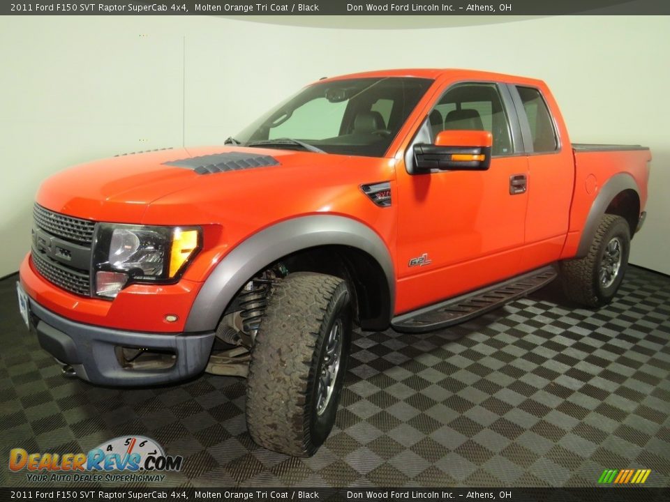 2011 Ford F150 SVT Raptor SuperCab 4x4 Molten Orange Tri Coat / Black Photo #7