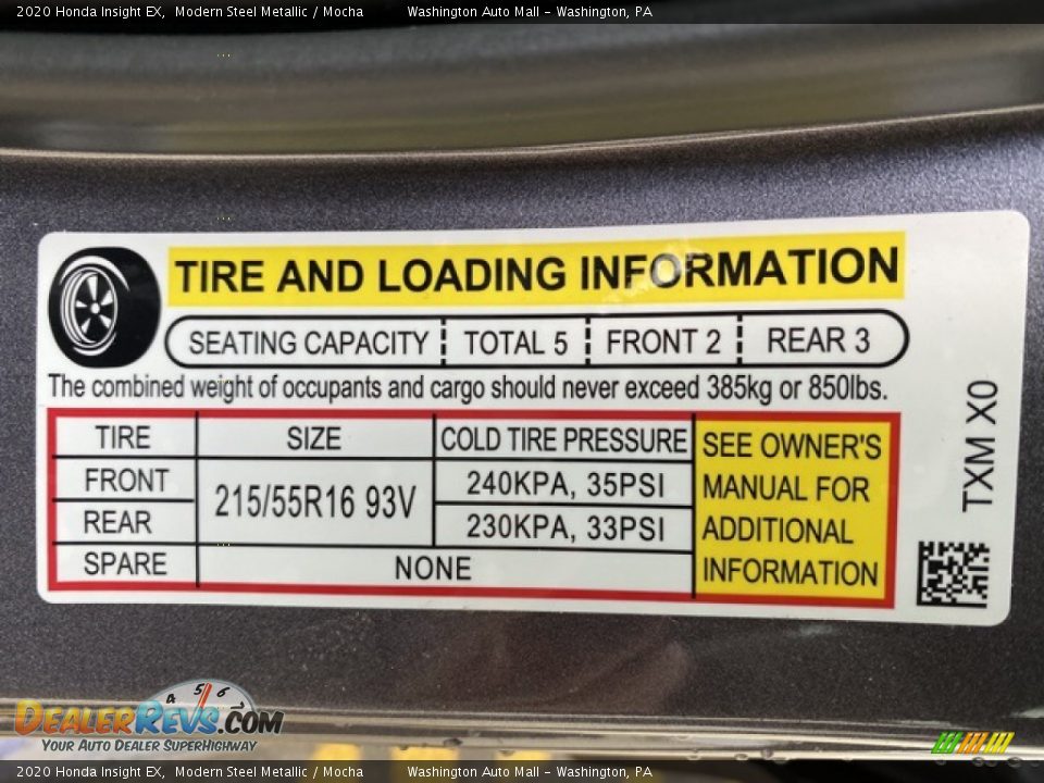 2020 Honda Insight EX Modern Steel Metallic / Mocha Photo #8