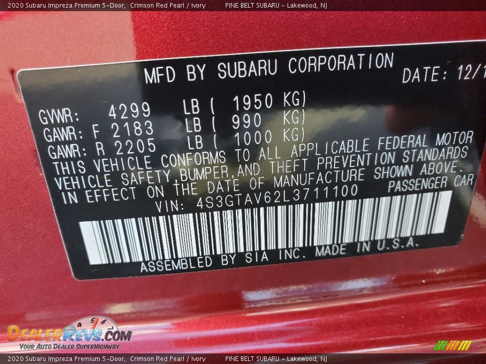 2020 Subaru Impreza Premium 5-Door Crimson Red Pearl / Ivory Photo #9