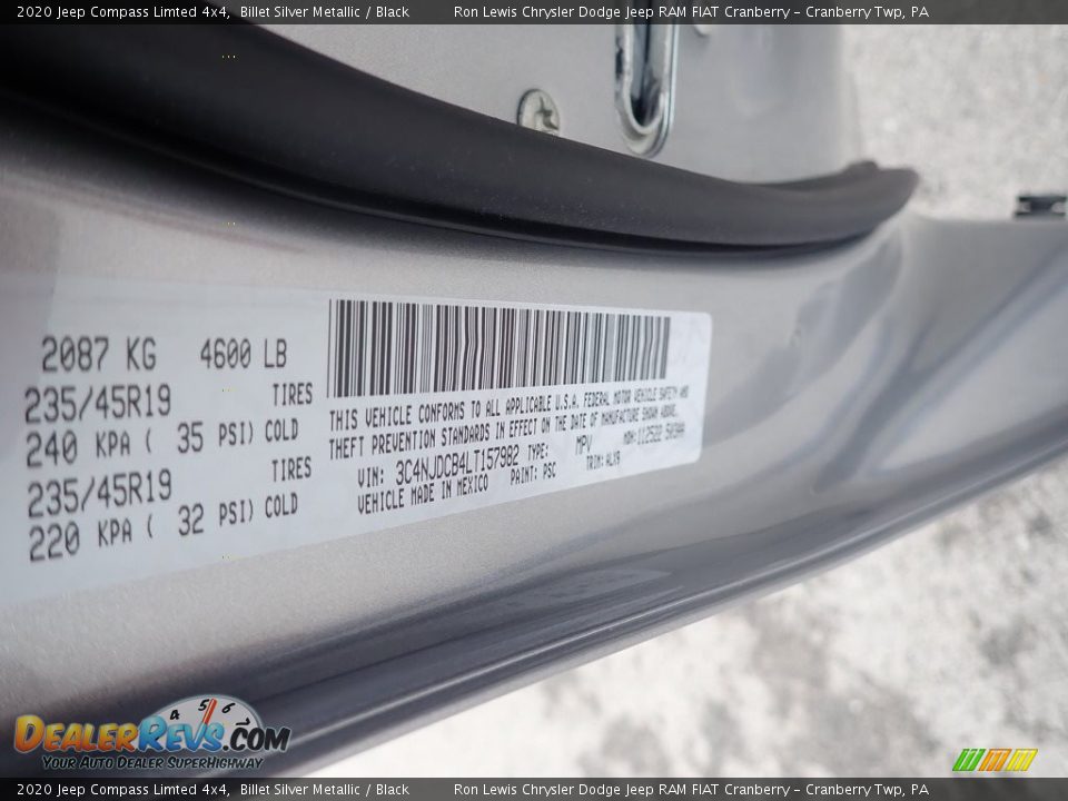 2020 Jeep Compass Limted 4x4 Billet Silver Metallic / Black Photo #16