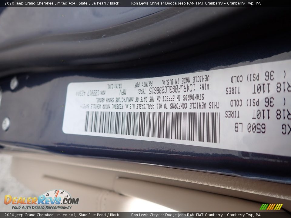 2020 Jeep Grand Cherokee Limited 4x4 Slate Blue Pearl / Black Photo #15