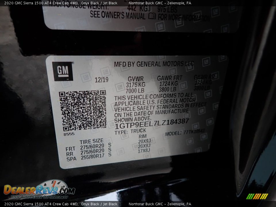 2020 GMC Sierra 1500 AT4 Crew Cab 4WD Onyx Black / Jet Black Photo #10